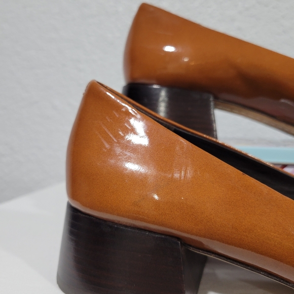 Tory Burch Georgia Pump Size 8, 35mm Heels Patent Leather Brown Cuoio - Picture 10 of 14